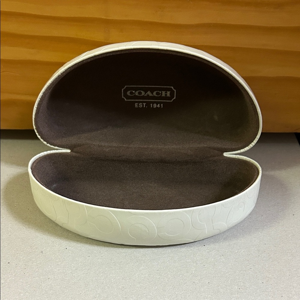 Coach Cream Embossed Eyewear Case